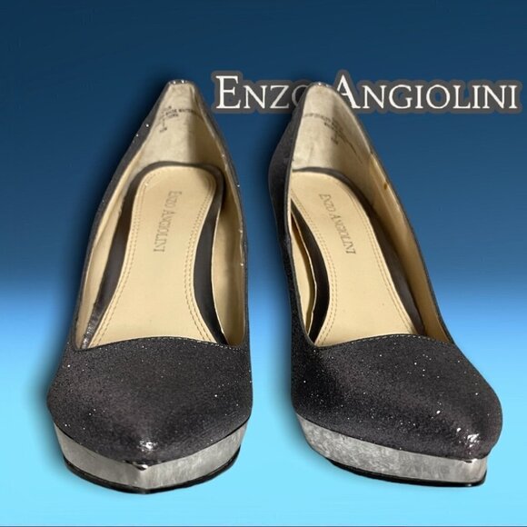 Enzo Angiolini Eakylin Sparkling Metallic Silver Platform Heels Size 6.5 - Picture 14 of 16